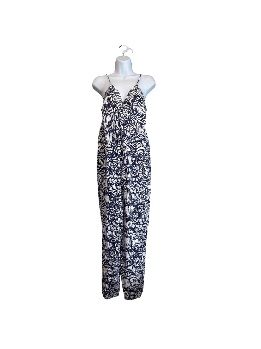 Lilly Pulitzer S blue/white Melba Jumpsuit "House of Nemo" Sleeveless Vacation